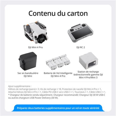 DJI Mini 4 Pro Fly More Combo avec Radiocommande - Drone Compact et Puissant