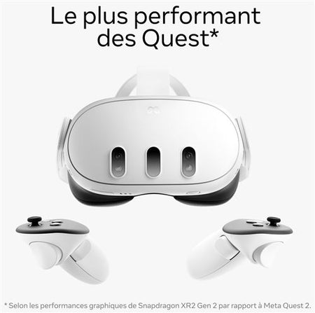 Meta Quest 3 - Casque de Réalité Virtuelle et Mixte - 128 Go - Blanc